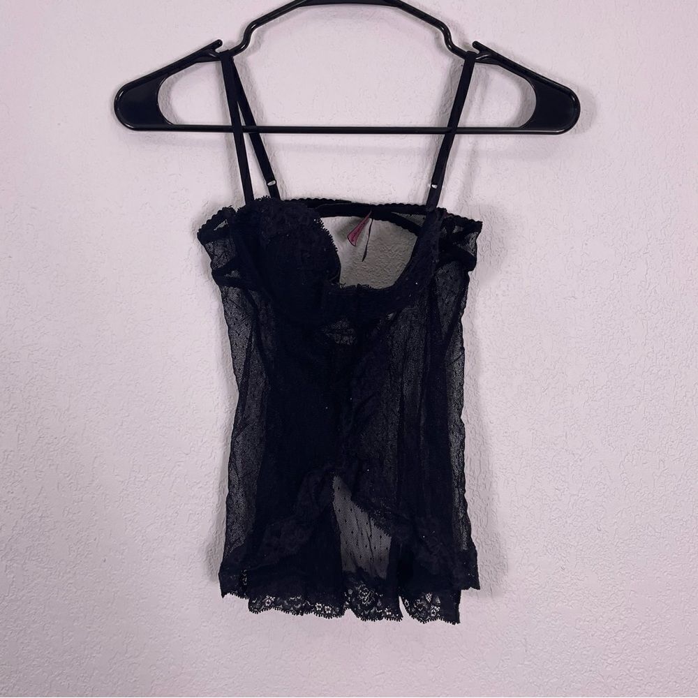 Victoria’s Secret Sexy Little Things Black Sheer Polka Dot Lingerie Top 34B